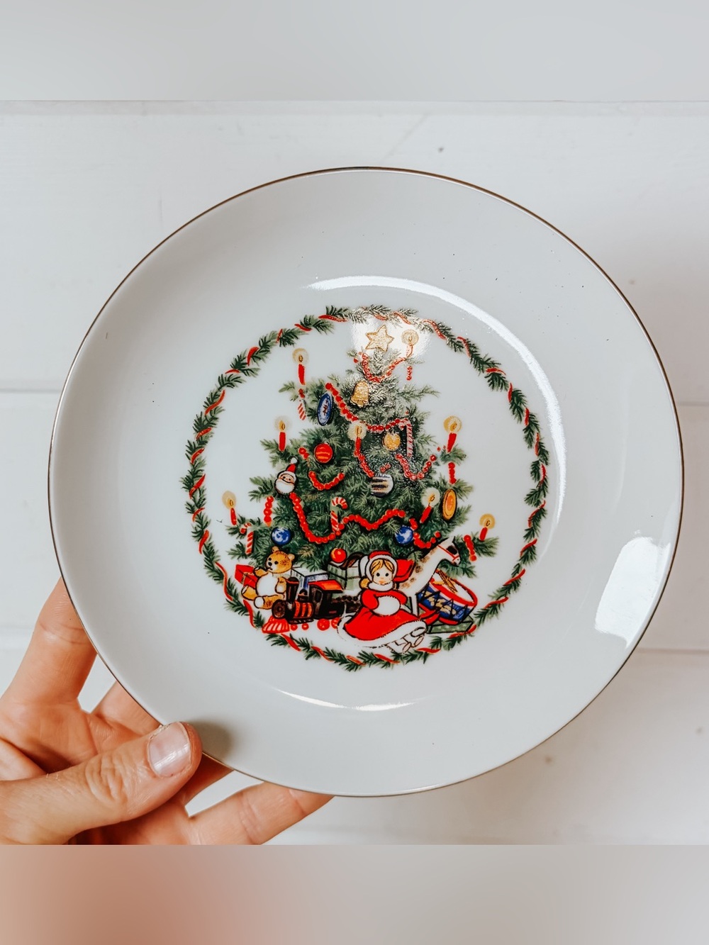 Vintage Jasco Christmas Plate 22K Gold Edge | Christmas Tree